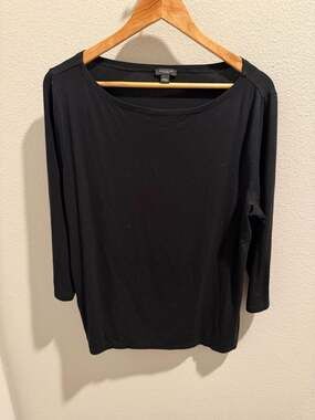 Ann Taylor Factory Black Boat Neck 3/4 Sleeve Top Size L
